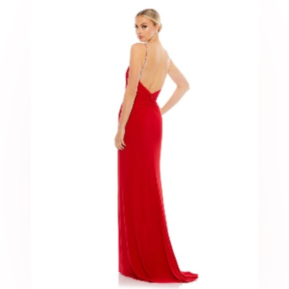 Ieena by Mac Duggal 26695 size 10 Embellished Spaghetti Straps High Slit Gown - Picture 2 of 4
